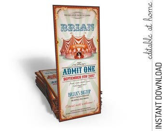 Circus Invitation, Carnival Invitation, Circus Birthday Invitation, Carnival Birthday Invitation INSTANT DOWNLOAD you personalize at home