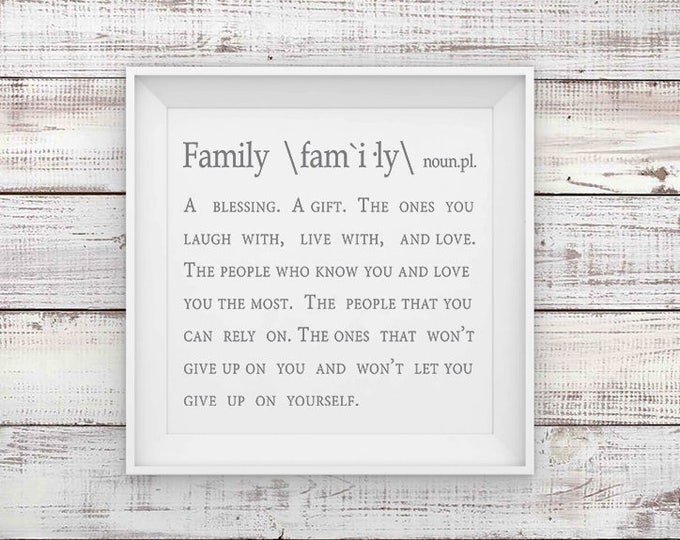 Family Definition, Printable Poster, Family Definition Print, Typography Print, Wall Art, Wall Decor, Black and White Print, Personalized