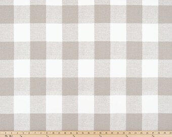 SHIPS SAME DAY Taupe Beige Buffalo Check Fabric, Anderson Ecru Drapery Fabric, Ecru White Plaid Check Fabric Plaid Upholstery Fabric by yard