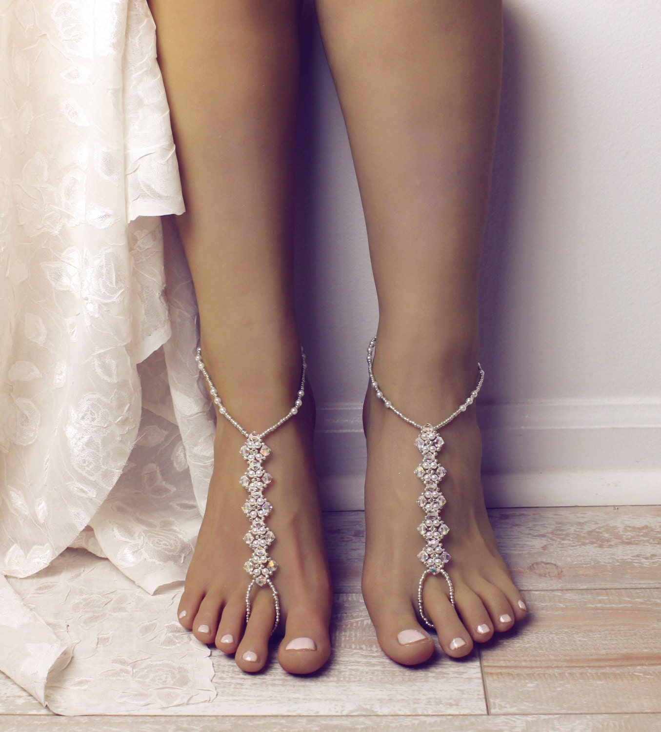 Swarovski Barefoot Sandals Bridal Jewelry Wedding Foot Jewelry