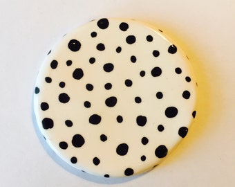 Handpainted Ceramic Brooch - Polka Dot - Moon