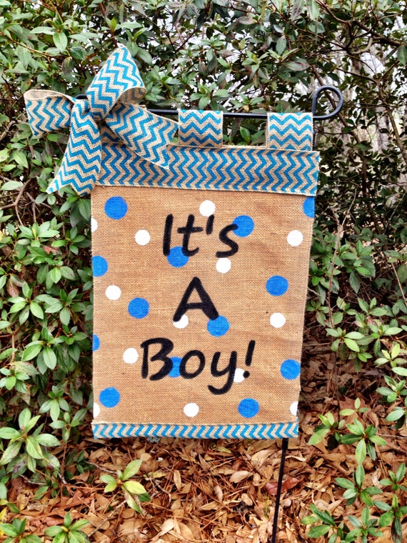Baby Boy Garden Flag New Baby Flag Burlap Garden Flag