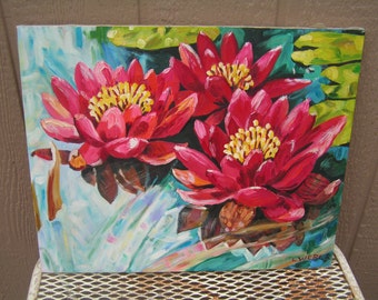 Water lily painting | Etsy