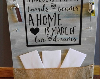 Wood Mail Organizer with Distressed Paint