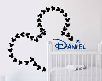 Mickey Mouse Wall Decal. Name Wall Decals. Nursery Wall Art. Mickey Mouse Name. Kids Wall Decal. Boys Name Wall Decal. Nursery Decor J698