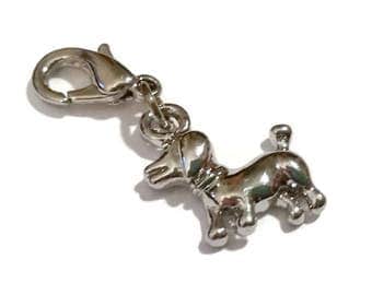 Dog Lover CHARM Silver Poodle Puppy Dog Stitch Marker Counter Doggy Planner Charm Zipper Pull Jewelry Making Craft Supply Lobster Clasp BFF