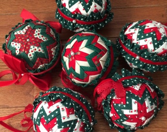 Quilted Christmas Ornaments Handmade Rustic Primative 6 REDUCED