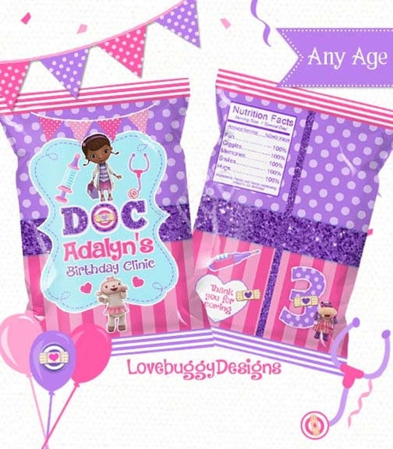 Doc Mcstuffins Chip Bag Printable Favor Bags Candy Bags