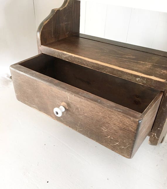 Vintage Rustic Wooden ShelfRustic Wooden DrawerVintage