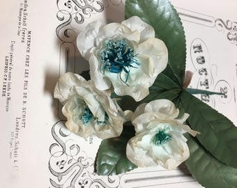Old vintage millinery flowers blue