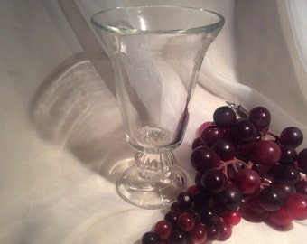 Hand Blown Glass Goblet. Blown Glass Stemware. Clear Glass Goblet.