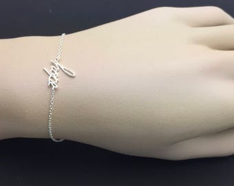 All Sterling Silver hope Bracelet, Celebrity inspired bracelet, trendy bracelet, moden bracelet