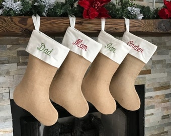 Personalized Burlap Christmas Stocking