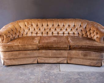 Vintage Gold Velvet Tufted Couch Sofa
