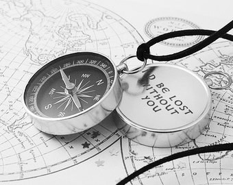 Custom Working Compass, Custom Compass, Personalized Compass, Travel Necklace, Vintage Compass, Engraved Compass, Personalized Necklace