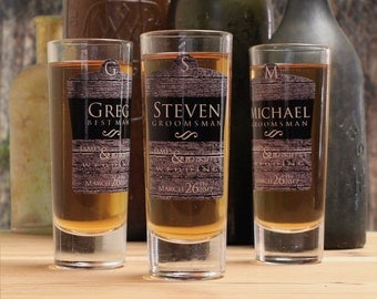 Custom Shot Glasses, Set of 8, Personalized Groomsmen Gifts