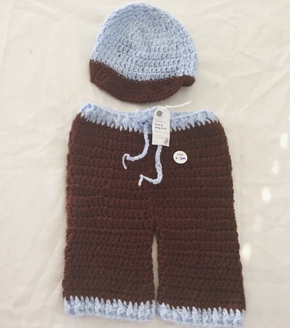 Handmade Baby Boy gift set Baby boy pants baby Hat03