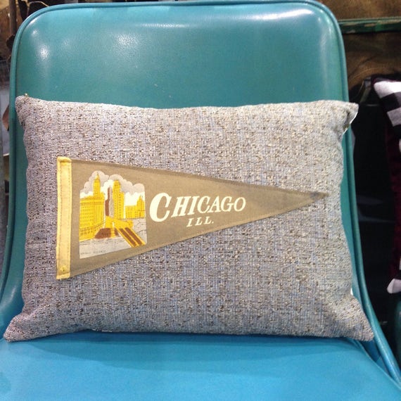 vintage Chicago pennant pillow