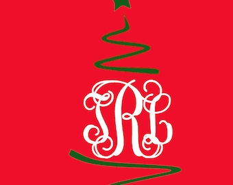 Swirl Christmas Tree Monogram SVG Design