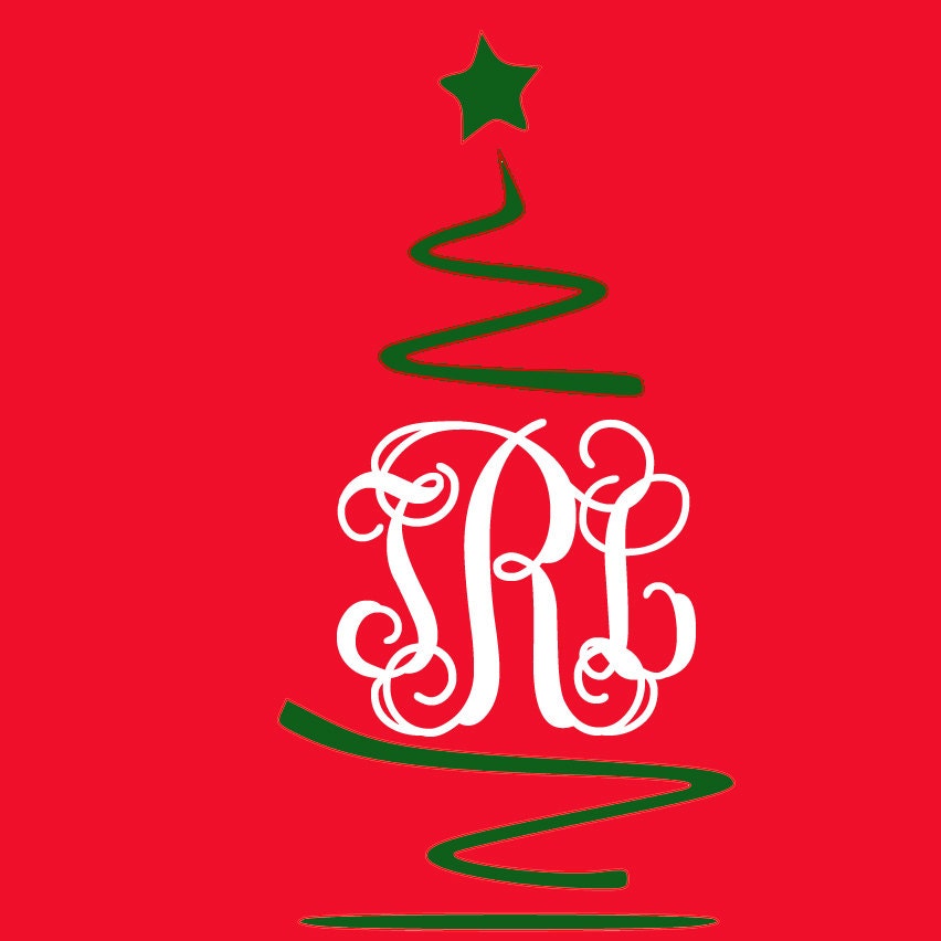 Download Swirl Christmas Tree Monogram SVG Design