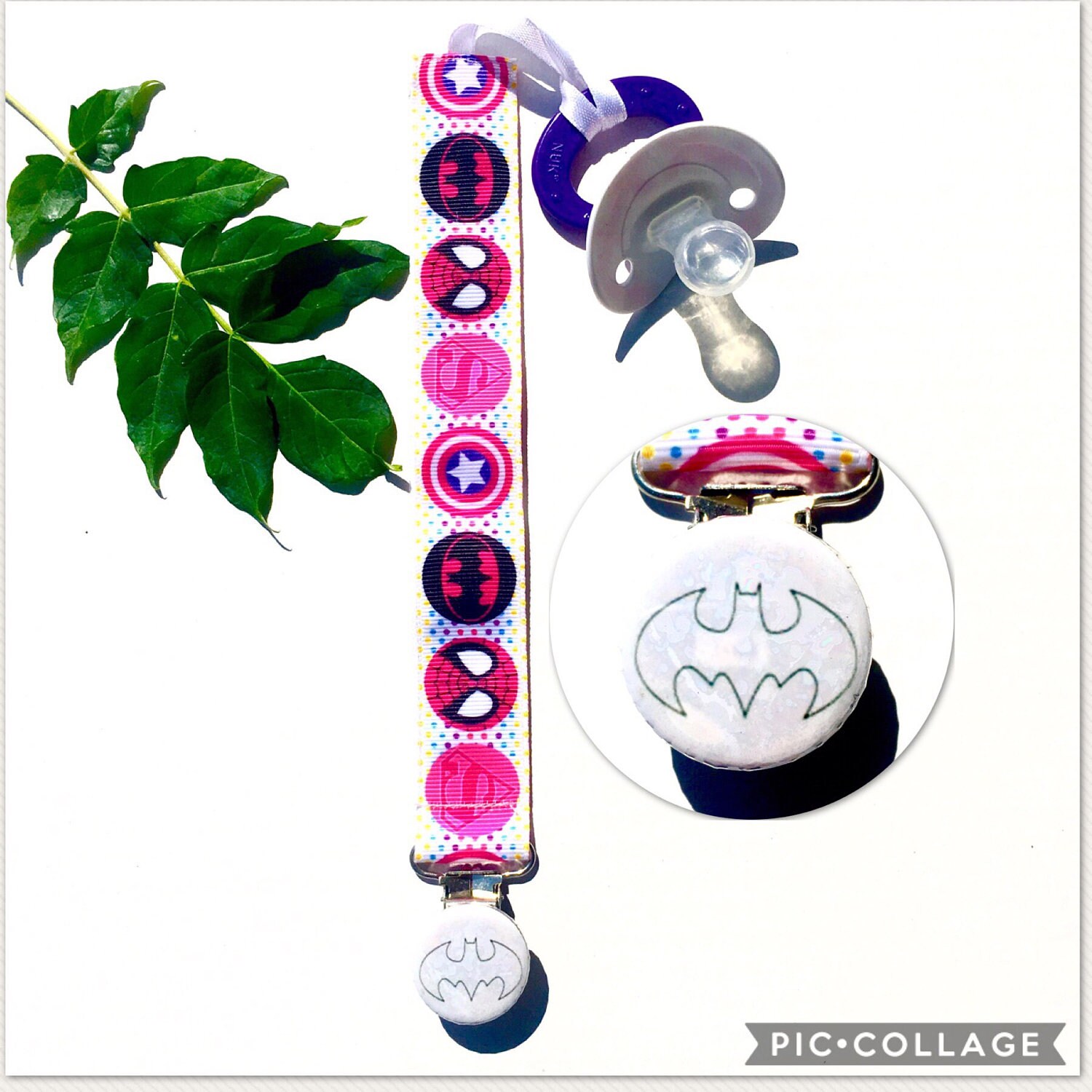 PINK GIRLS BATMAN superhero Paci clip Pacifier Clip Children