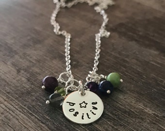 Positive necklace, positive jewellery, sterling silver necklace, positive gemstones, anxiety jewellery