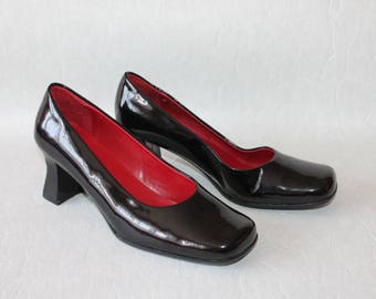 Black Shoes Womens Shoes Patent Leather Shoes Vegan Leather Shoes Faux Leather Shoes Black Classic Pumps Size 39 EUR, 8.5 US, 6 UK
