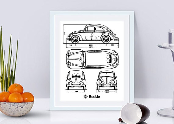 VW Beetle Blueprint Split Rear Window Classic Beetle