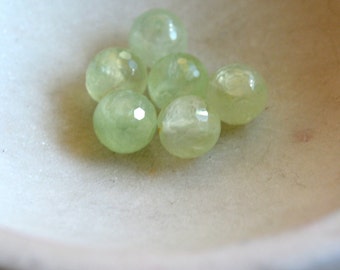 9mm Faceted Prehnite Beads, Natural Prehnite, Prehnite Beads, Prehnite, Prehnite Jewelry, 9mm Gemstone Beads, Pack of 6 Beads ,TU16-1220C
