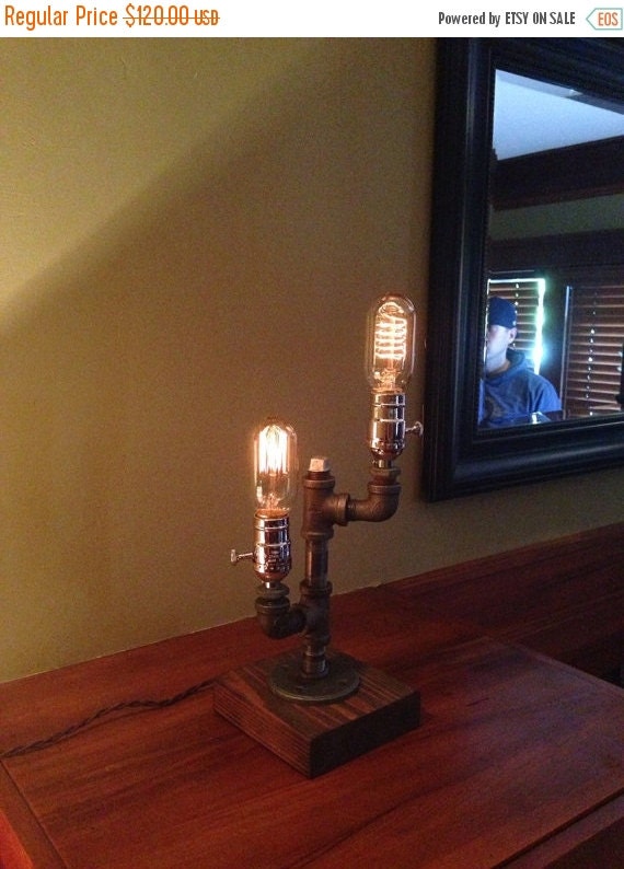 SALE 15% OFF Industrial Lighting - Steampunk Lamp - Table Lamp - Edison Light - Vintage Light - Pipe Lamp - Bedside Lamp - Rustic Lighting - by UrbanIndustrialCraft steampunk buy now online