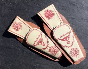 Western Themed Vintage Kids Leather Holsters