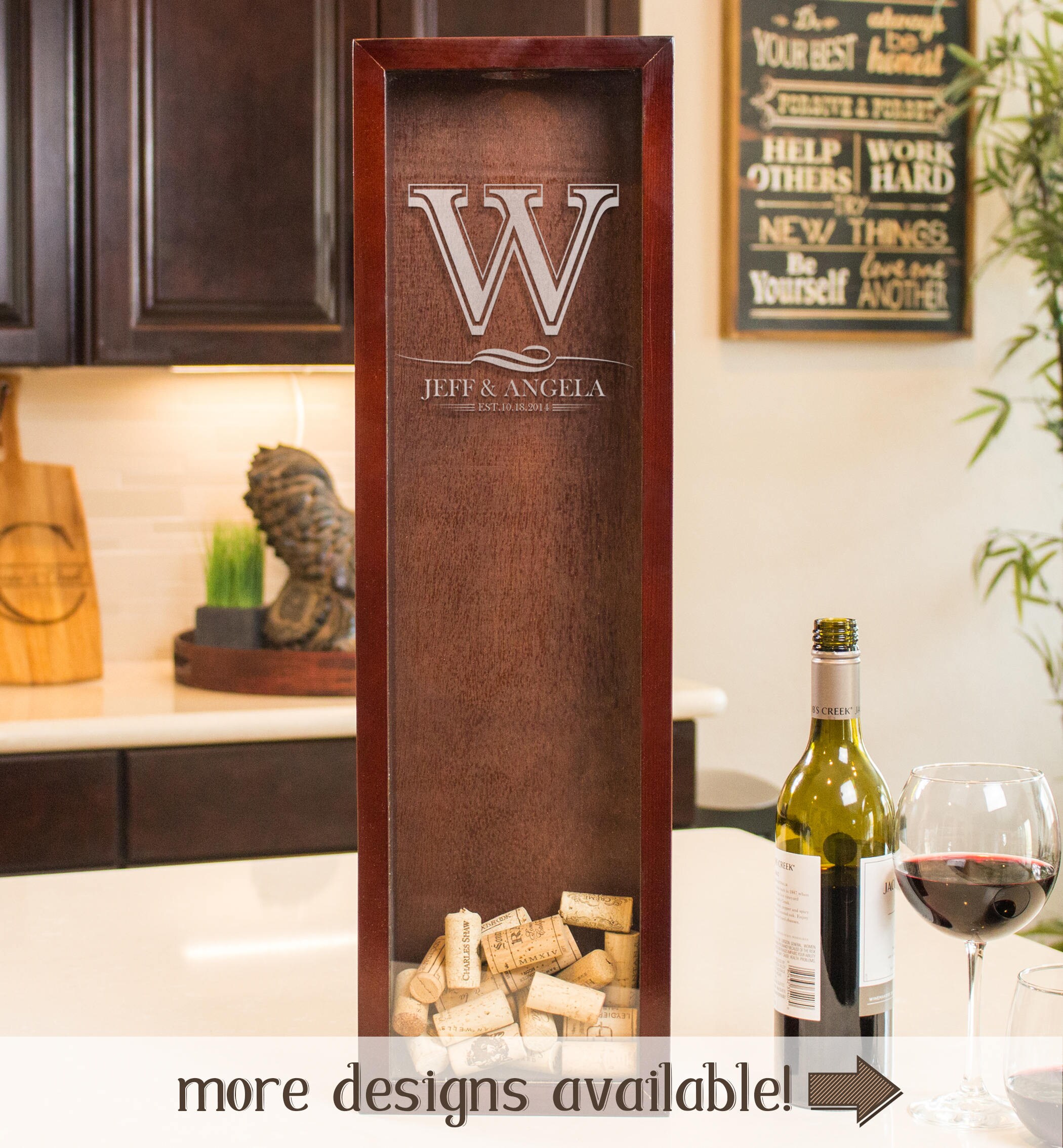 Initial Monogrammed Wine Cork Holder Shadow Box