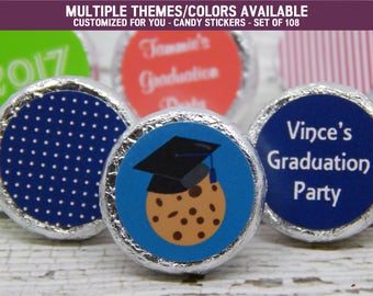 Graduation Cap Decorations - Graduation Cap Decoration Ideas - Graduation Party Decorations - 108 PRINTED Hershey® Kiss Stickers