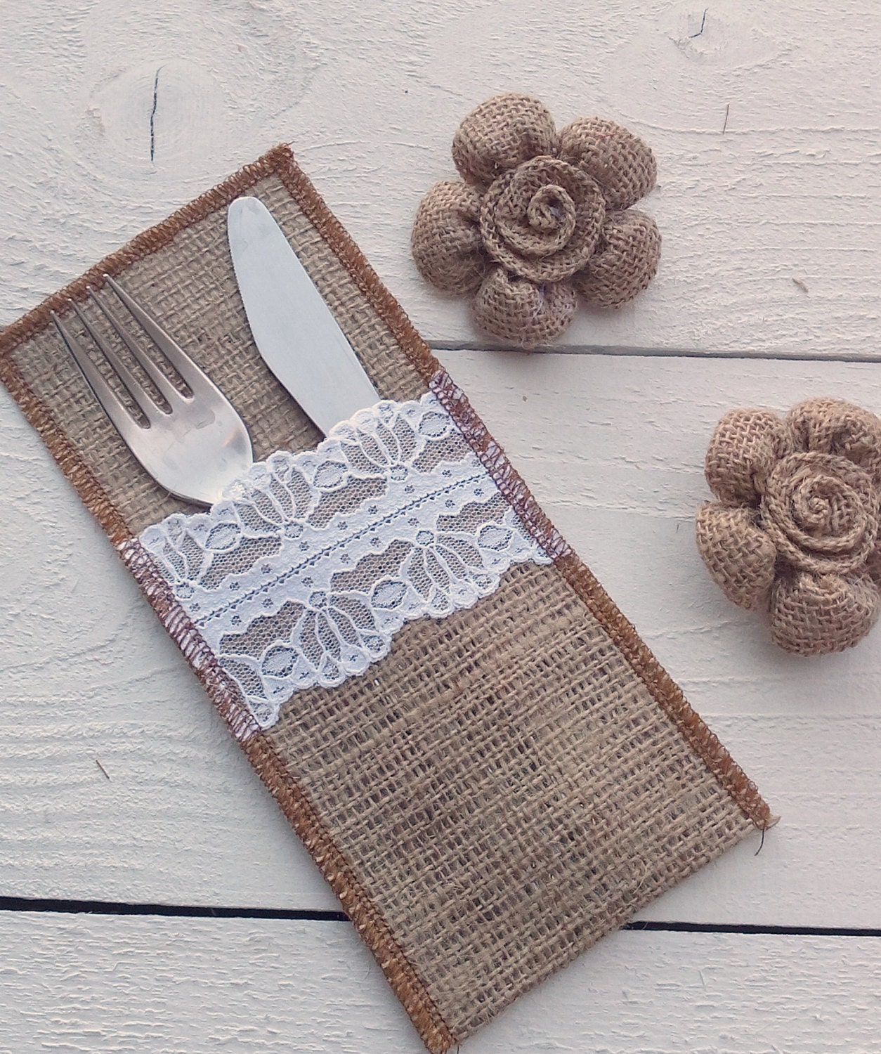 Burlap Cutlery Holder Burlap Silverware Sleeve Burlap and