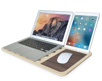 Slate Color LapDesk by iSkelter Workshop | Classic Walnut Edition | Perfect Lap Desk GIFT for Him or Her - Fast Shipping