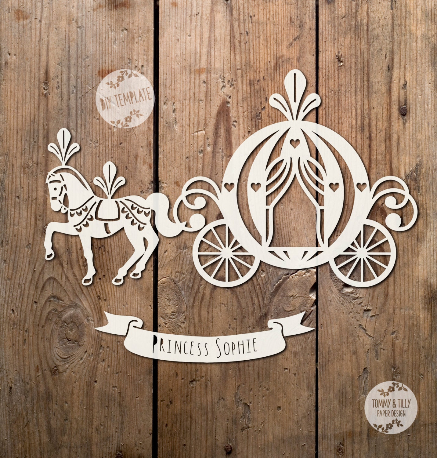 Download Princess Carriage SVG PDF Papercutting by TommyandTillyDesign