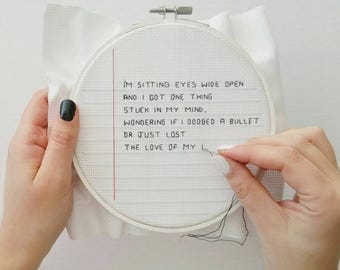 I Don't Wanna Live Forever TAYLOR SWIFT & ZAYN Cross Stitch Quote - Lined Paper Embroidery