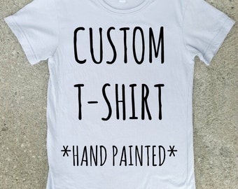 CUSTOM MEN - hand painted t-shirt, personnalised custom order, white or grey tee crewneck, one of a kind tee, unique wearable art