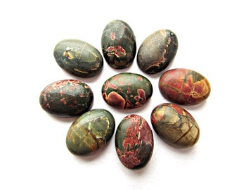 Natural Picasso Jasper Cabochon 13 x 18 mm Green Brown Jasper Cabochon Oval Cabochon Gemstone Cabochon Flat back Craft Supplies( 1)