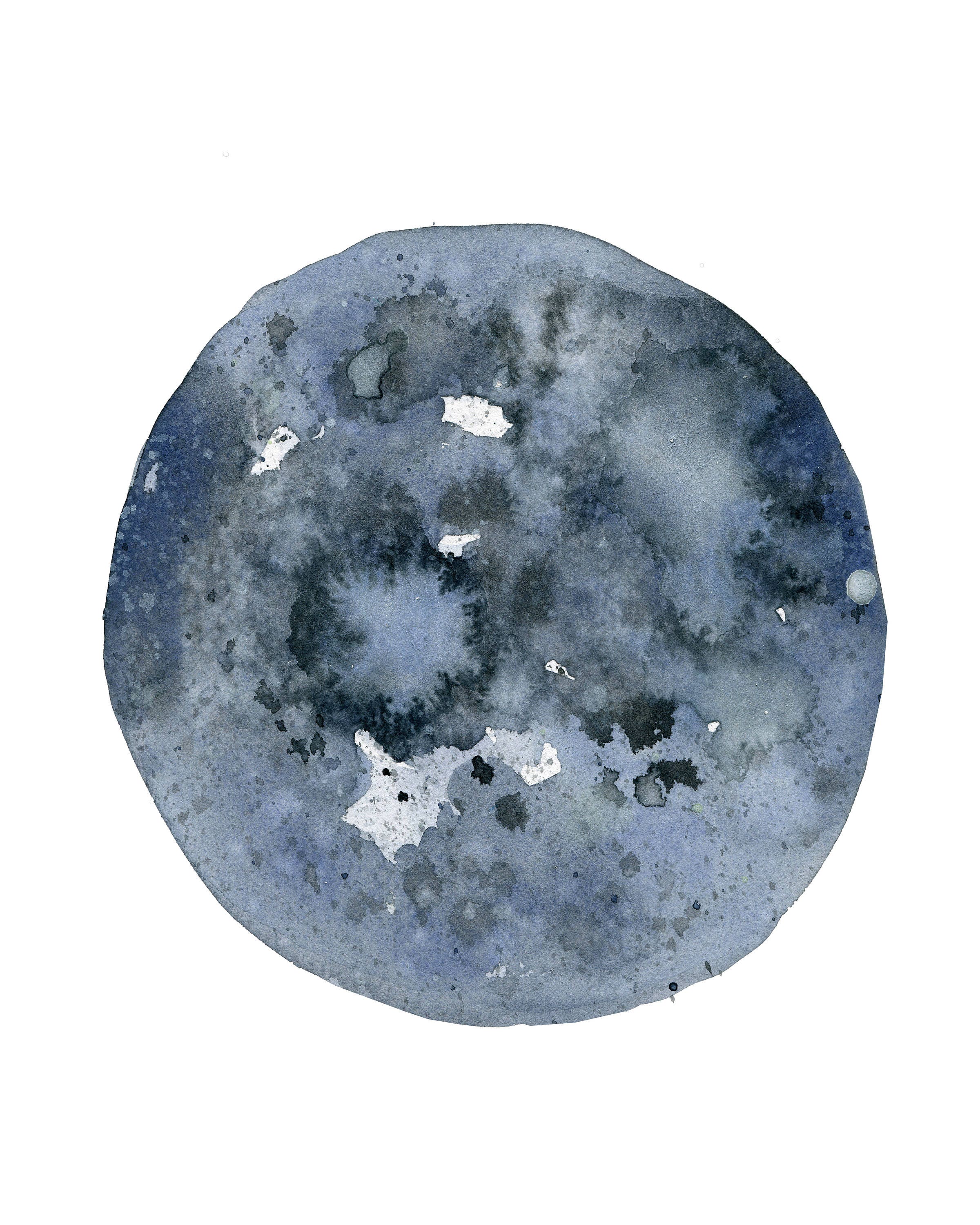 Moon Phase Print Set of 3 Watercolor Prints Watercolor Moons