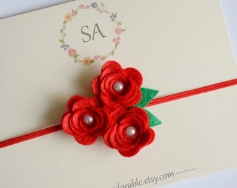 Baby Flower Headband - Felt Flower Headband, Felt Baby Headband, Newborn Headband, Baby Girl Headband