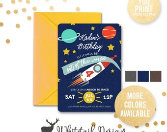 Outer Space Birthday Invitation, Mission Space Party Invite, Outer Space Party Invitation, Space Birthday Invite, DIGITAL YOU PRINT