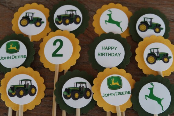 John Deere Themed Cupcake Toppers Tractor Deer John Deere