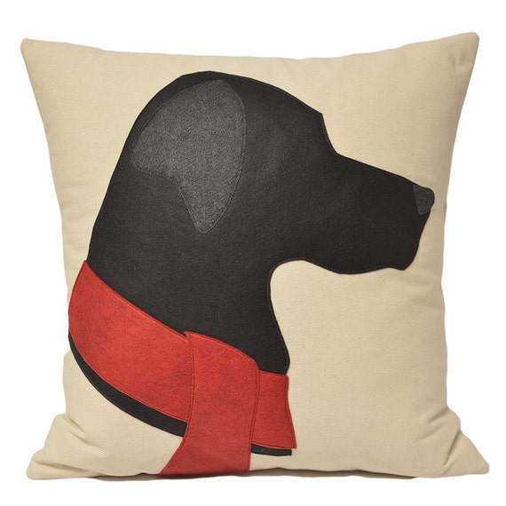 black lab holiday pillow