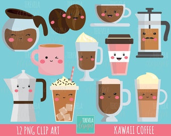 80% SALE COFFE clipart, commercial use, kawaii clipart, Latte, mug, instant download, mocha, frappe, coffe cups clipart, scrapbook, cute