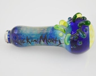 UV Reactive Rick And Morty Glass Pipe