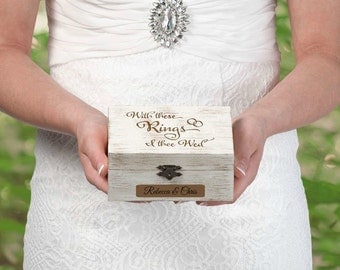 Personalized Ring Bearer Box Engraved For Free Alternative Ring Bearer Pillow Birch Tone Wood Case For Wedding Rings For Ring Bearer To Use