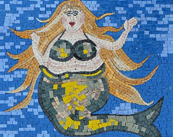 Indigo Mermaid - Mosaic Wall Art