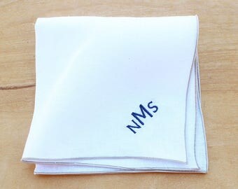 Monogrammed Pocket Square, Personalized Pocket Square, Wedding Handkerchiefs Groom Handkerchief, Anniversary Gift, 3 letter, 12"