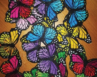 Beulah Butterfly Set of 10 Applique Iron/Sew on Fabric Patches
